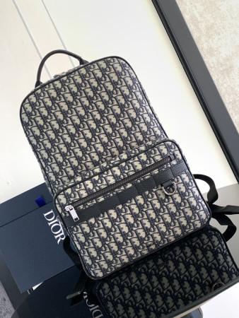 D*0r Safari Backpack  Beige and Black D*0r Oblique Jacquard 11 x 16 x 5.5 inches
