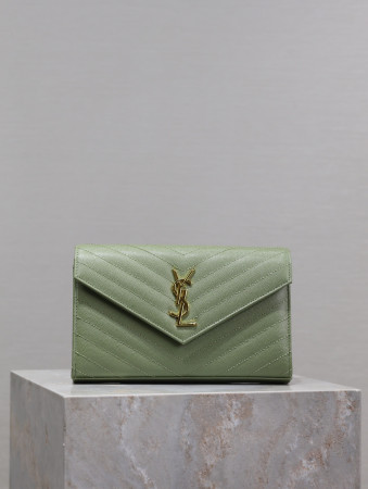 Y*L Cassandra Monogram Classic Chain Wallet in Grained Poudre Leather 22.5 x 14 x 4cm