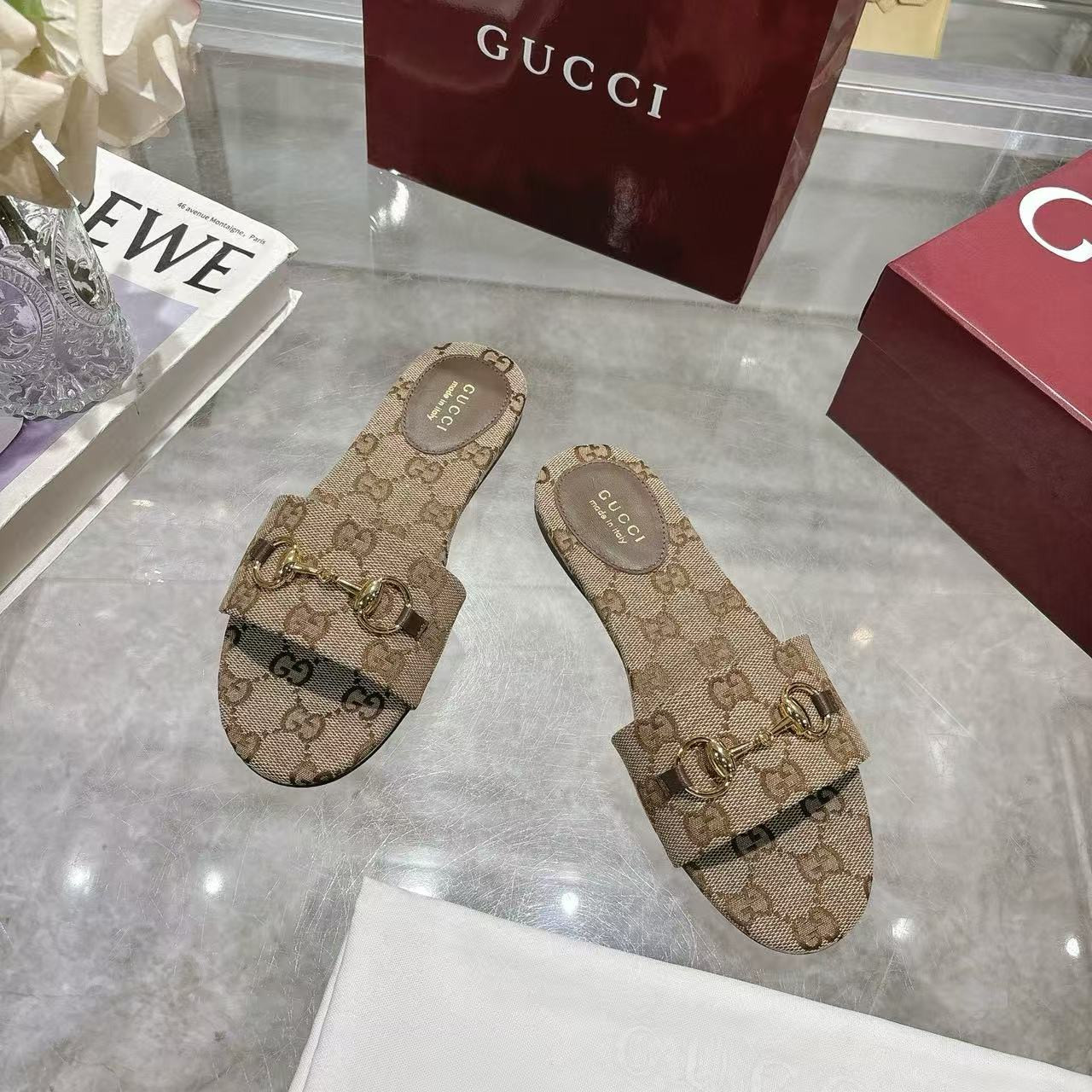 UA G*u*i GG Canvas Siaga Slide Sandals