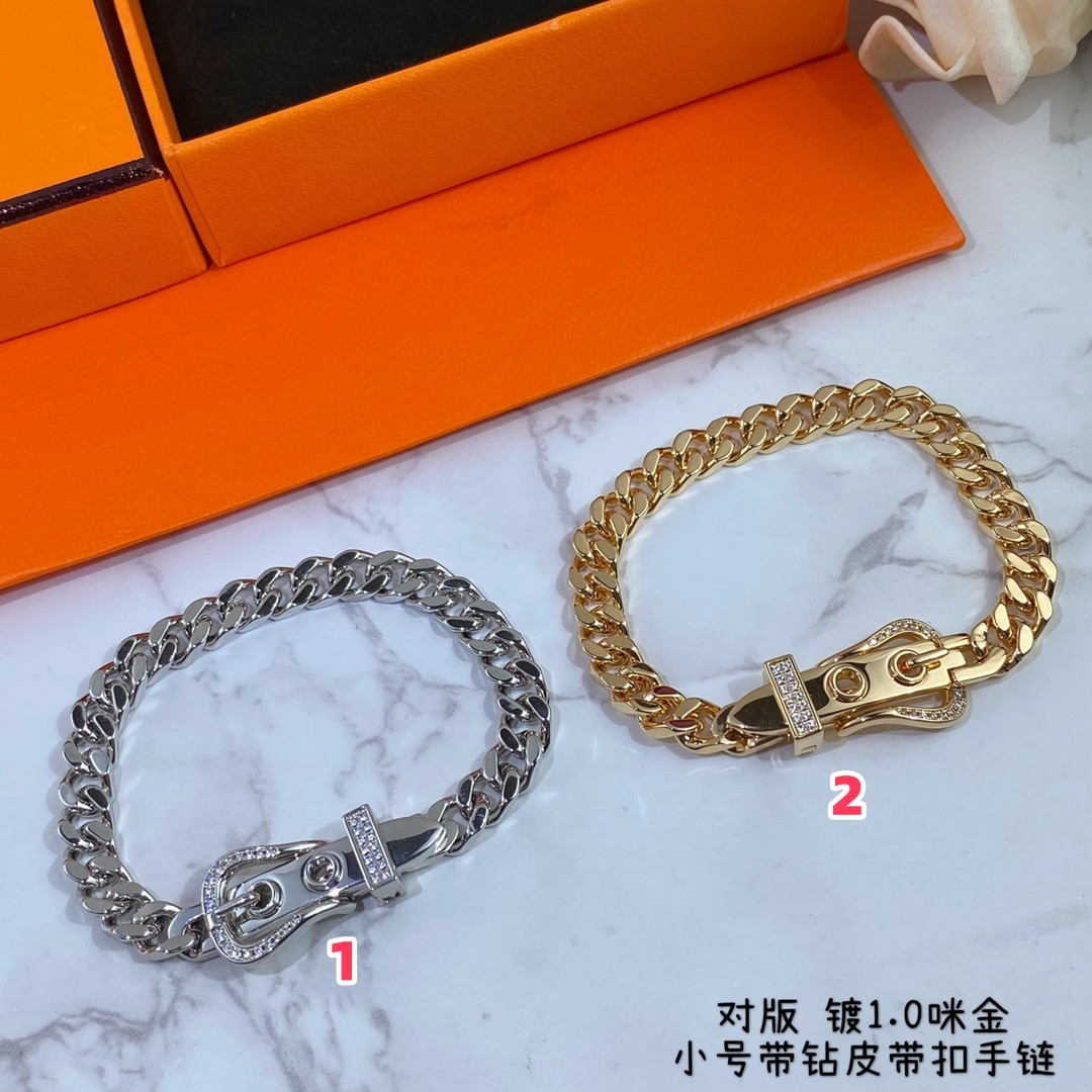 Hermès Small Diamond-Encrusted Belt Bracelet