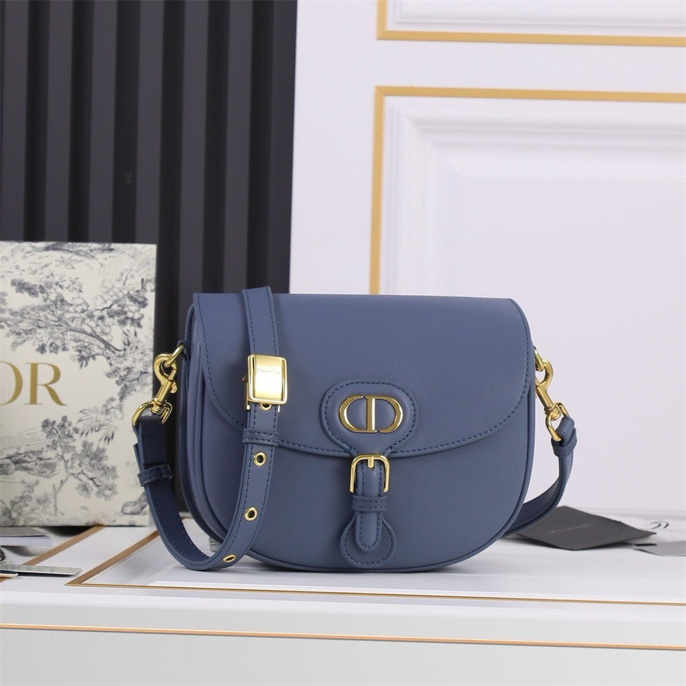 MEDIUM D*0r BOBBY BAG Navy Box Calfskin