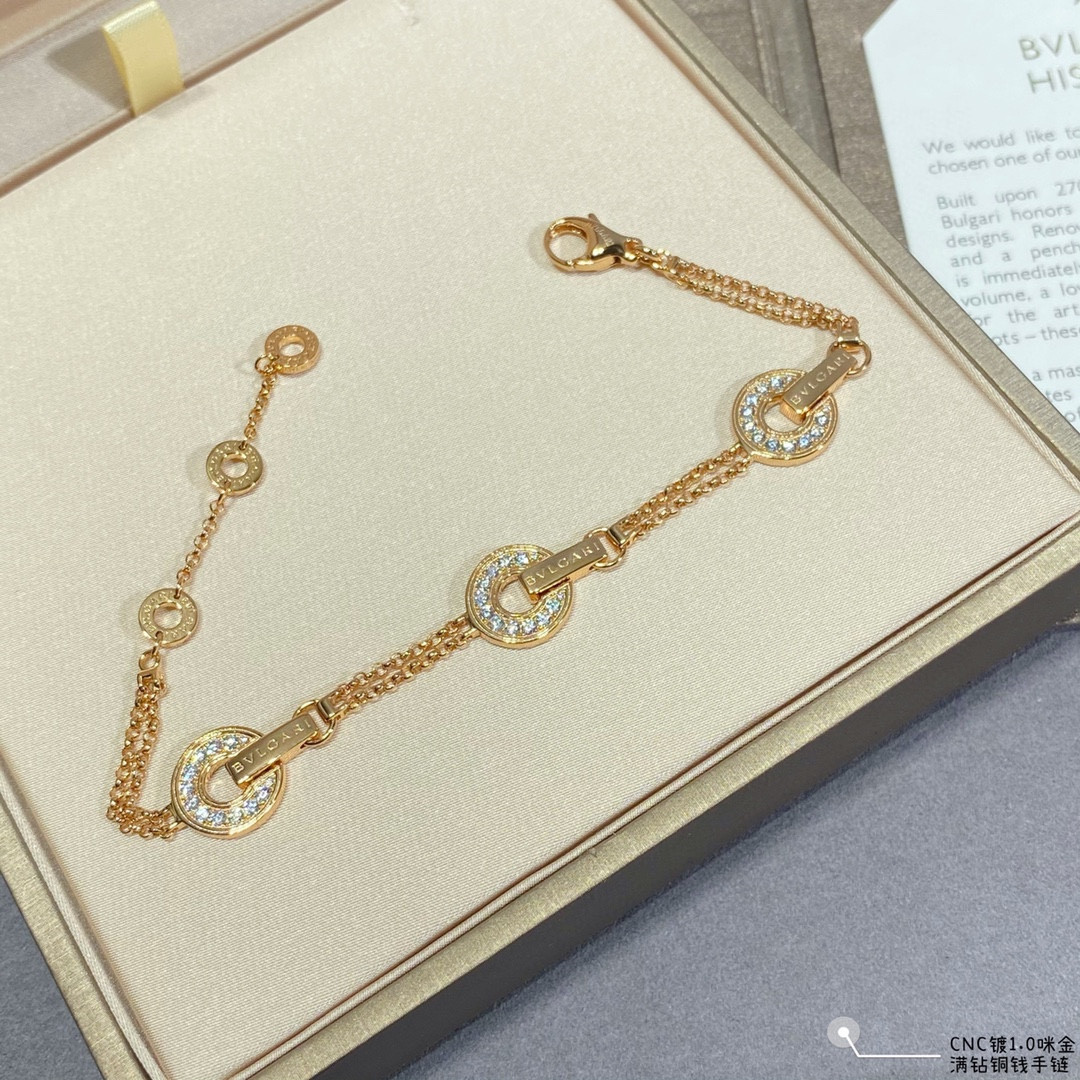 B*l*ai Full diamond copper coin Bracelet