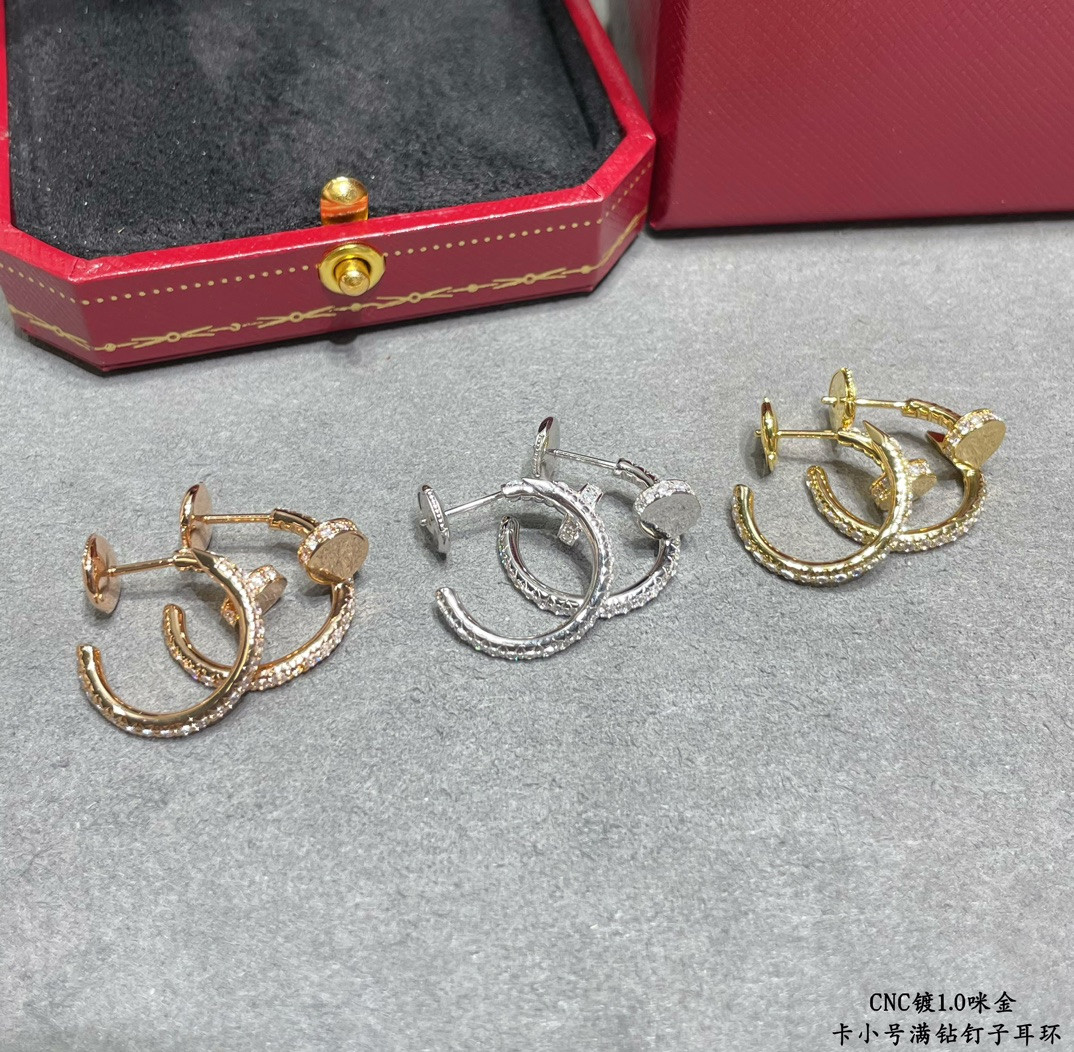 Ca*t*er Fully diamond-encrusted small nail Earrings