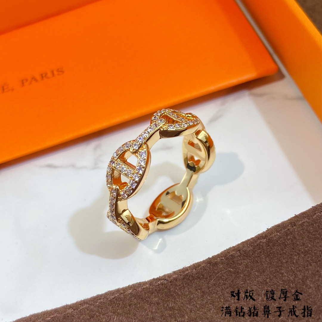 Hermès fully diamond-encrusted Collier de Chien Ring