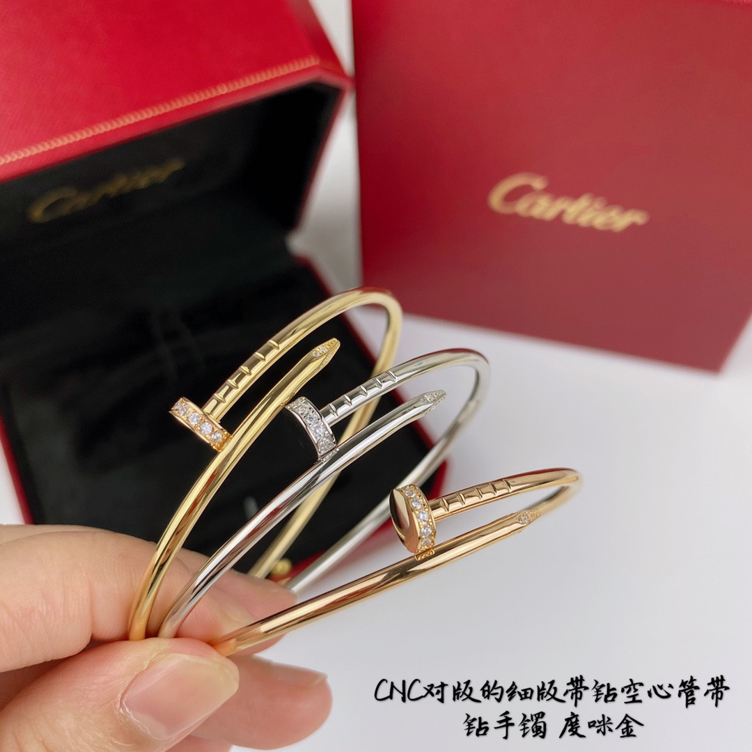 Ca*t*er thin version with diamond hollow tube nail Bracelet