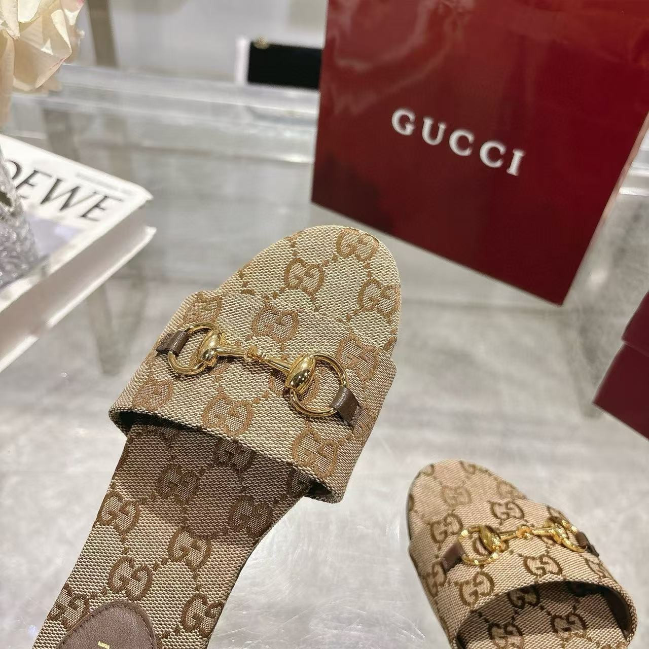 UA G*u*i GG Canvas Siaga Slide Sandals