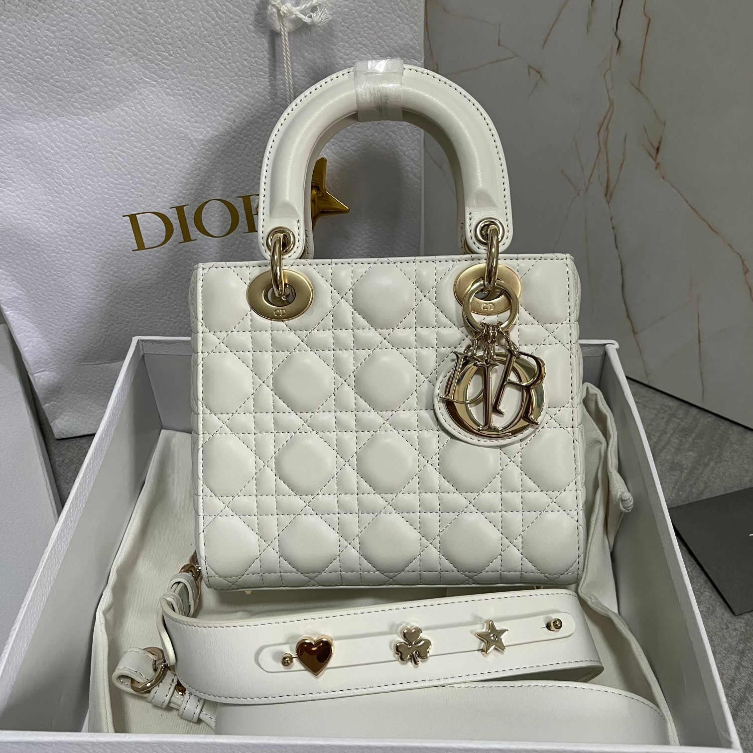 Small Lady D*0r My ABCD*0r Bag White 8 x 6.5 x 3 inches