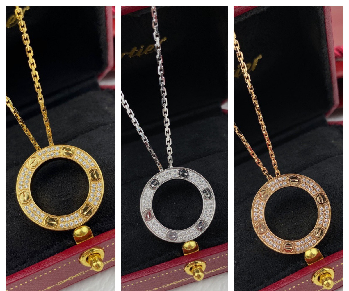 Ca*t*er Double-sided fully diamond-encrusted coin Necklace