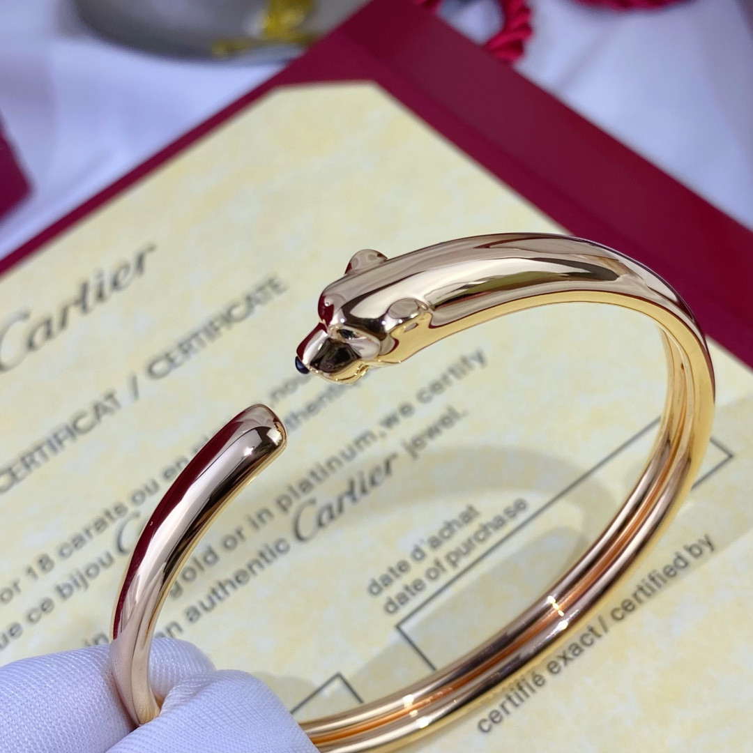 Ca*t*er Slim Polished Leopard Bracelet  16-17