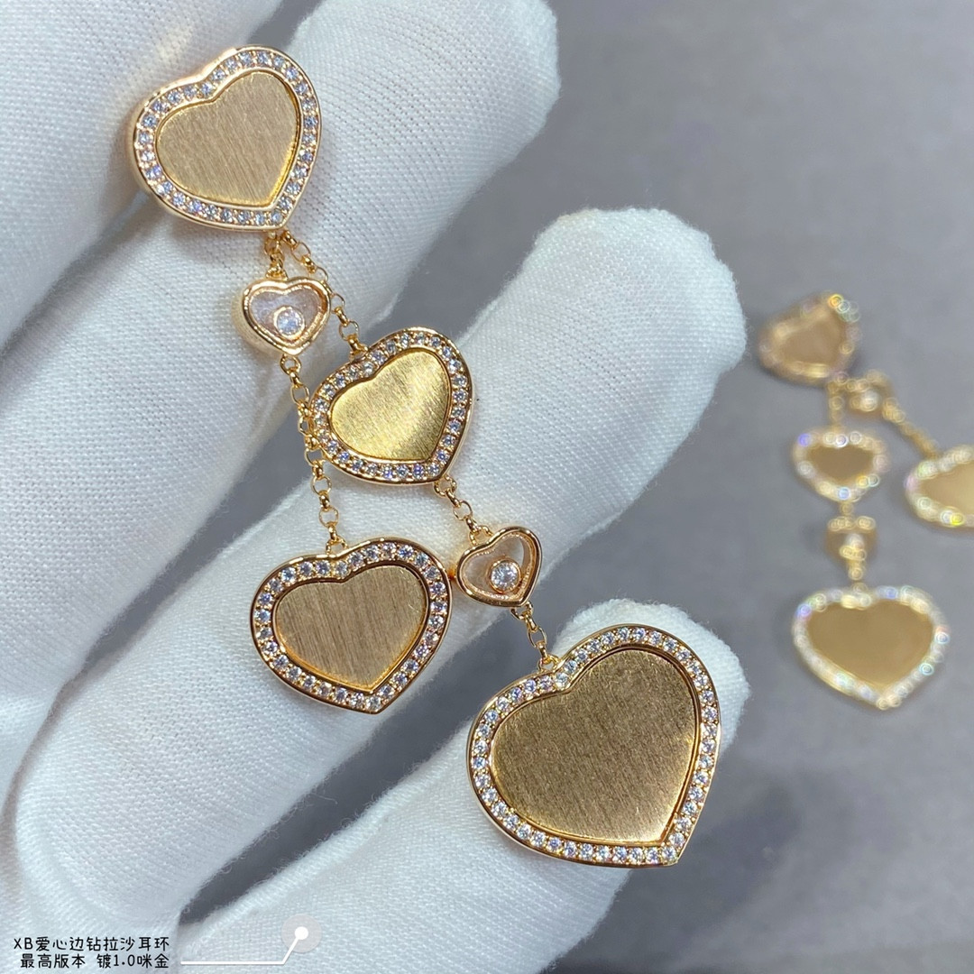 Chopard Heart-shaped Edge Diamond Brushed Earrings