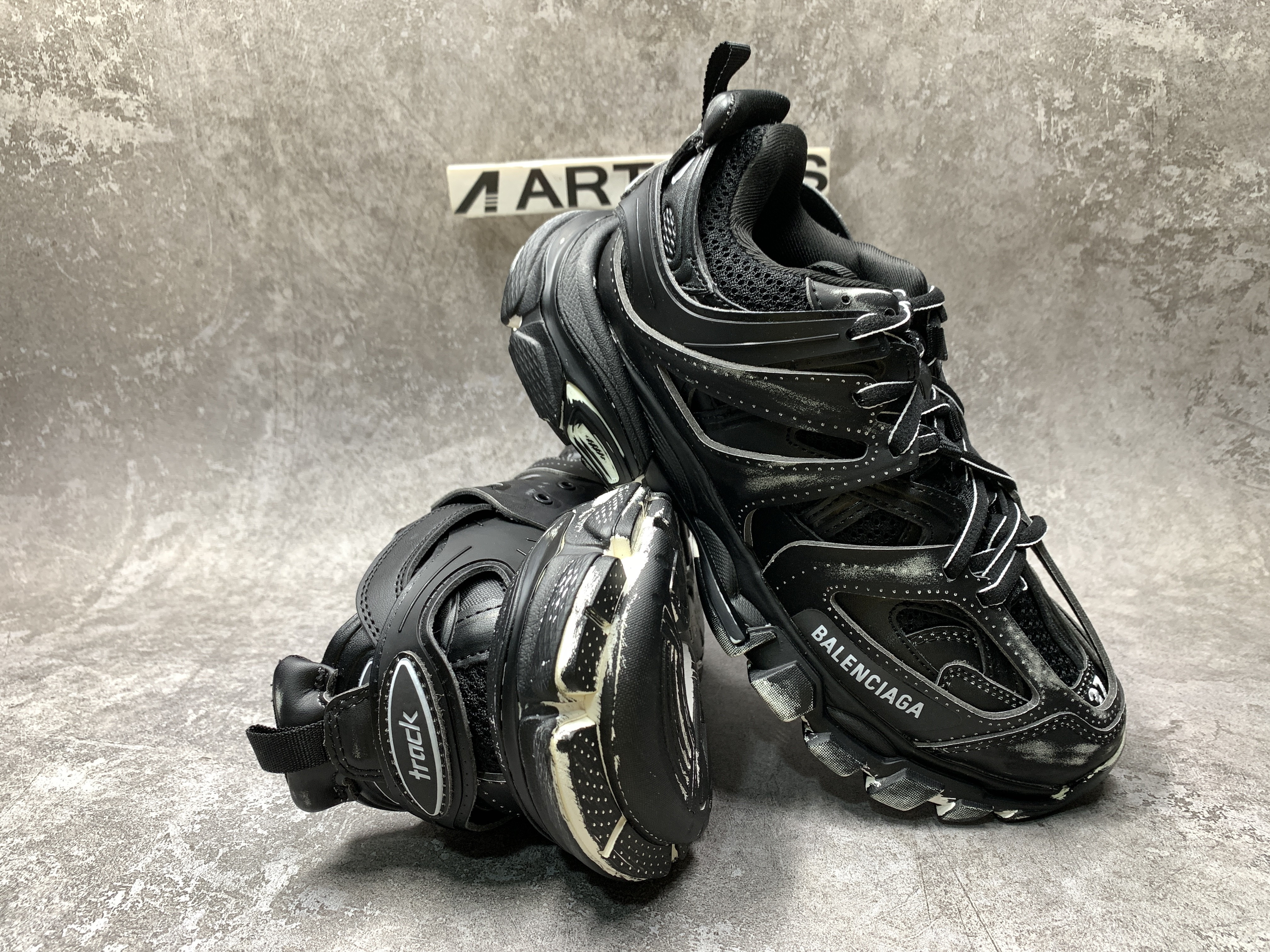 Balenciga Black Faded Track Sneakers