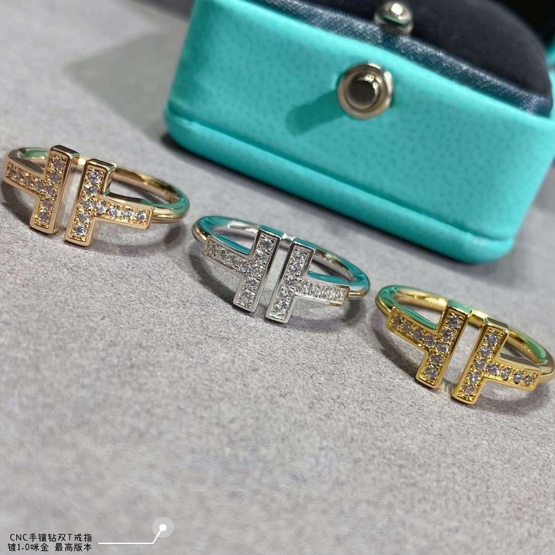T*f*ny & Co. Double T Diamond-Banded Ring