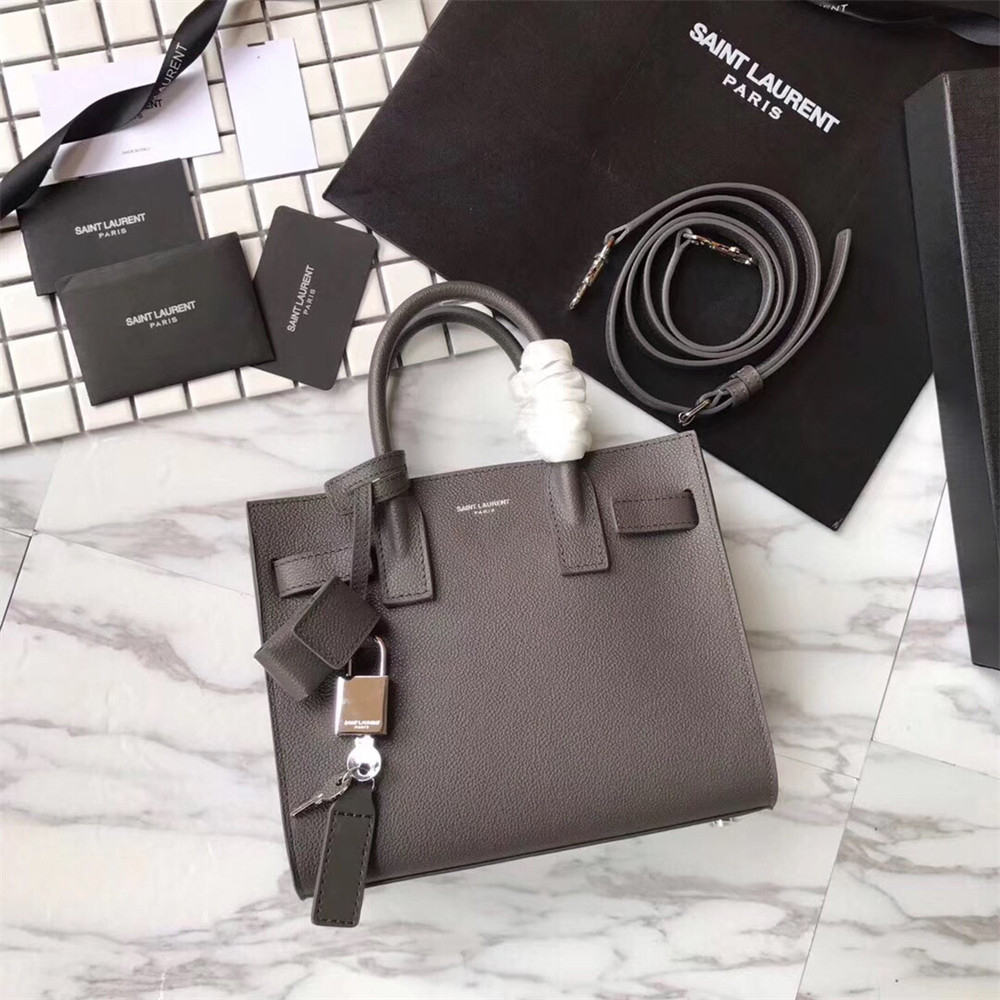 Y*L SAC DE JOUR NANO IN GRAINED LEATHER GREY