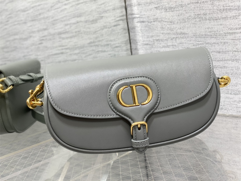 D*0r BOBBY EAST-WEST BAG Latte Box Calfskin Grey