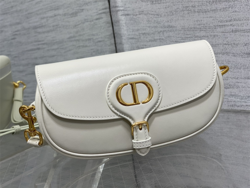 D*0r BOBBY EAST-WEST BAG Latte Box Calfskin white