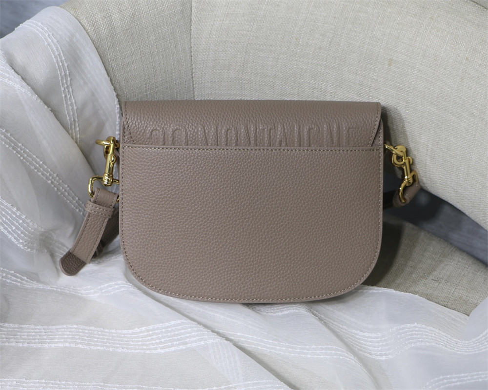MEDIUM D*0r BOBBY BAG Grey Grained Calfskin