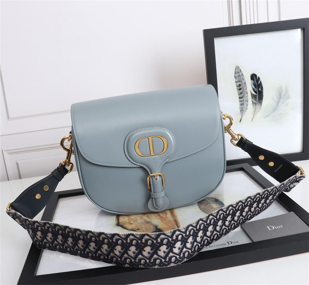 LARGE D*0r BOBBY BAG Light Blue Box Calfskin