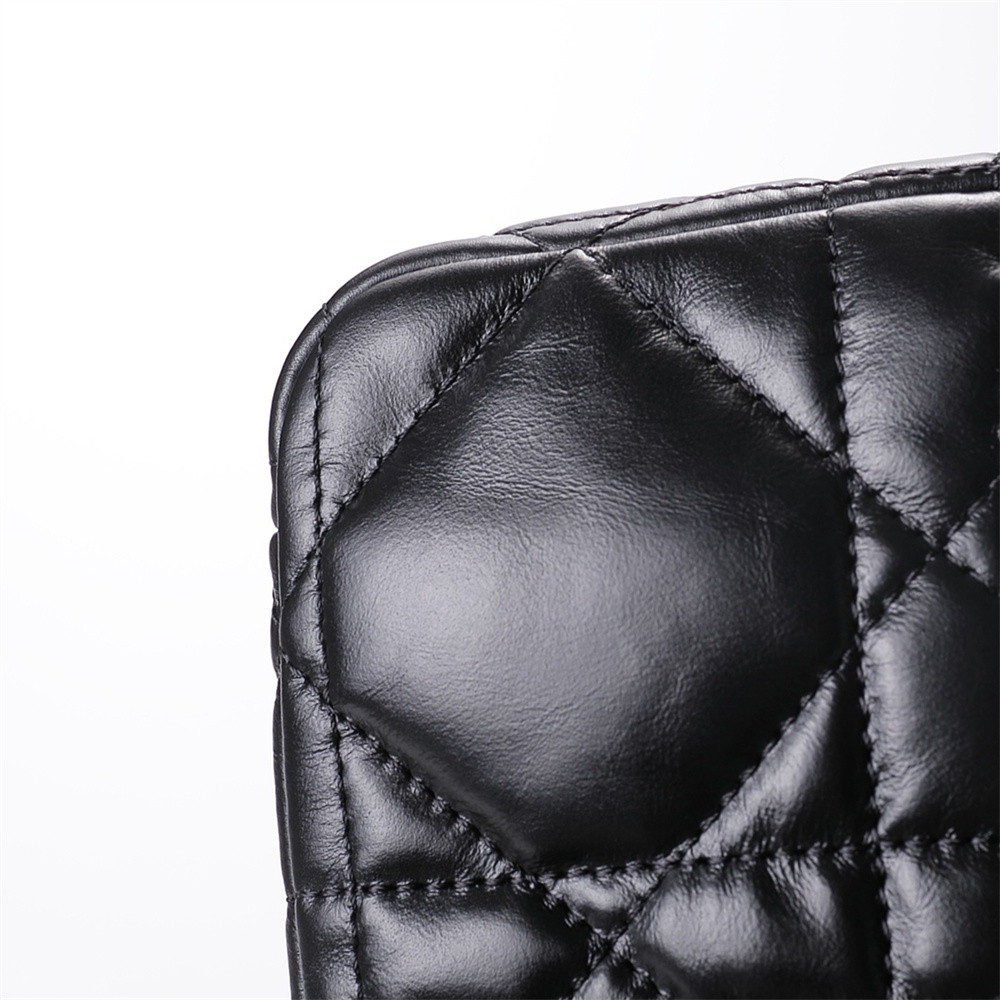 SMALL D*0r CARO BAG BLACK S*pple Cannage Calfskin With Silver Hardware 20 x 12 x 7 cm
