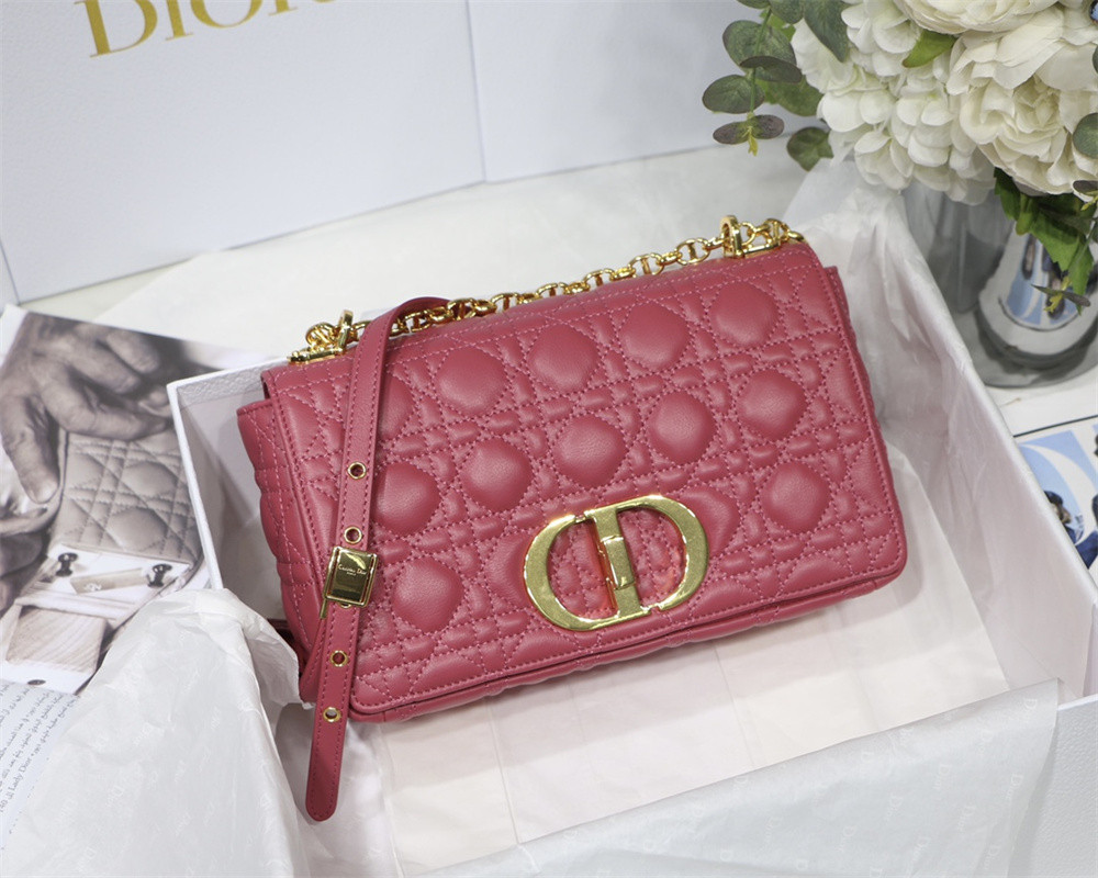 MEDIUM D*0r CARO BAG S*pple Cannage Calfskin 25.5 x 15.5 x 8 cm