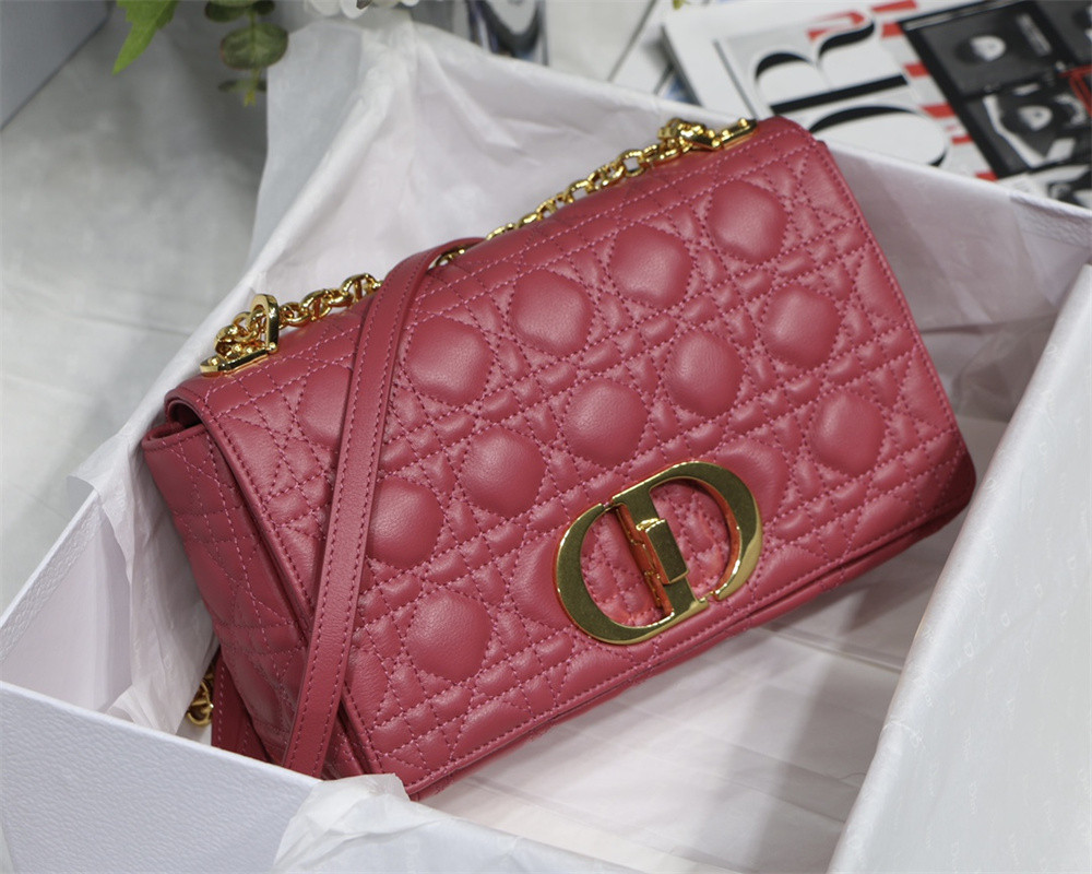 MEDIUM D*0r CARO BAG S*pple Cannage Calfskin 25.5 x 15.5 x 8 cm