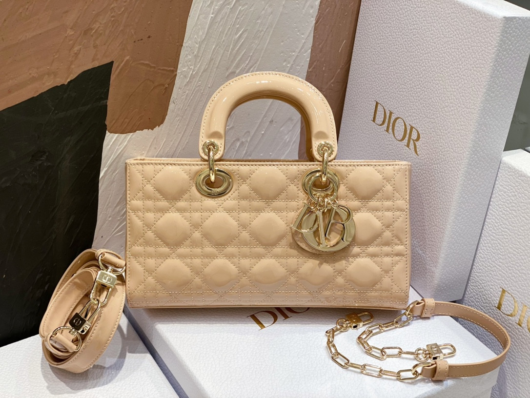 D*0r SMALL LADY D-JOY BAG Biscuit Patent