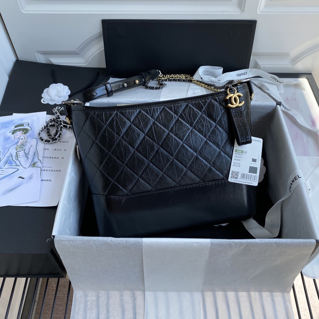 Ch*el Gabrielle MEDIUM BLACK 21 x 28 x 10cm