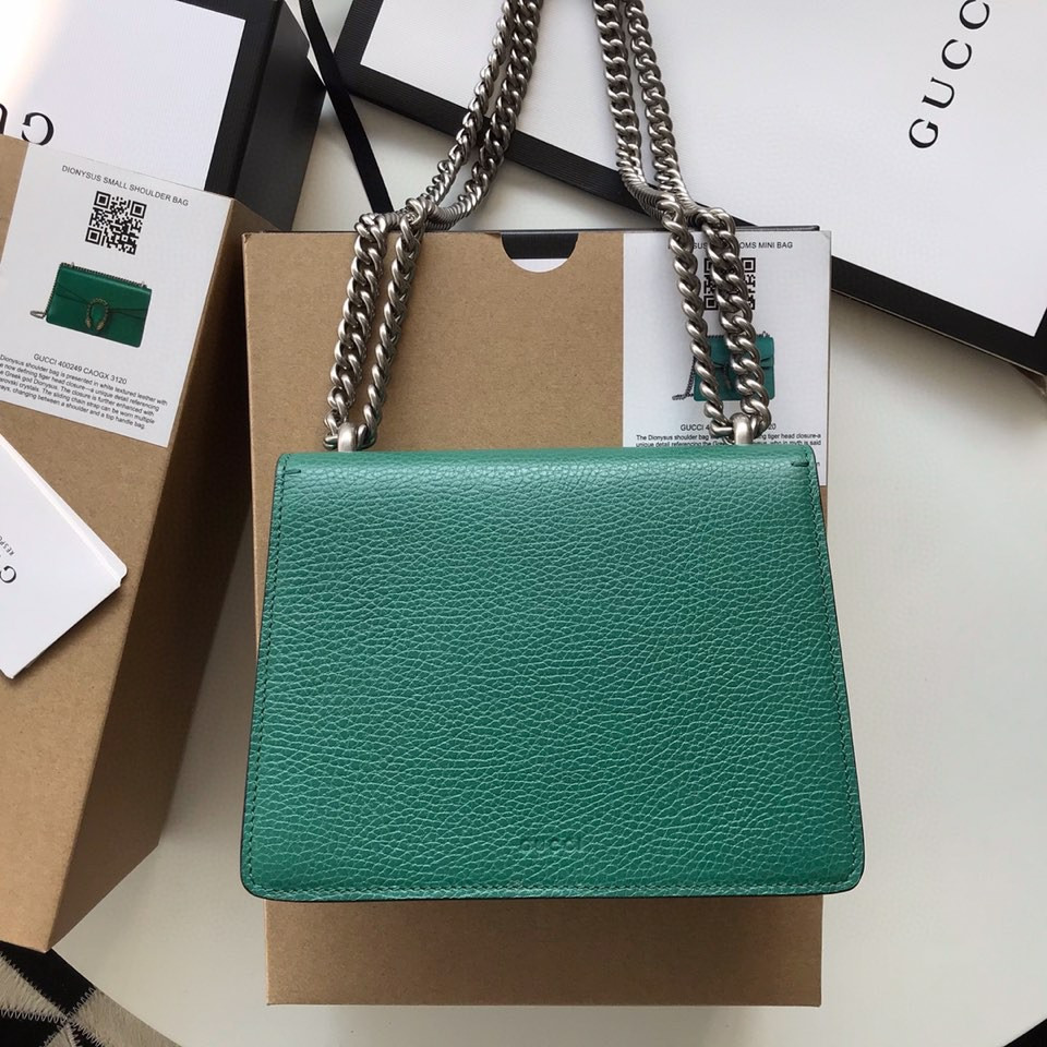 G*u*i DIONYSUS LEATHER MINI BAG GREEN 7.5"Wx6"Hx2"D