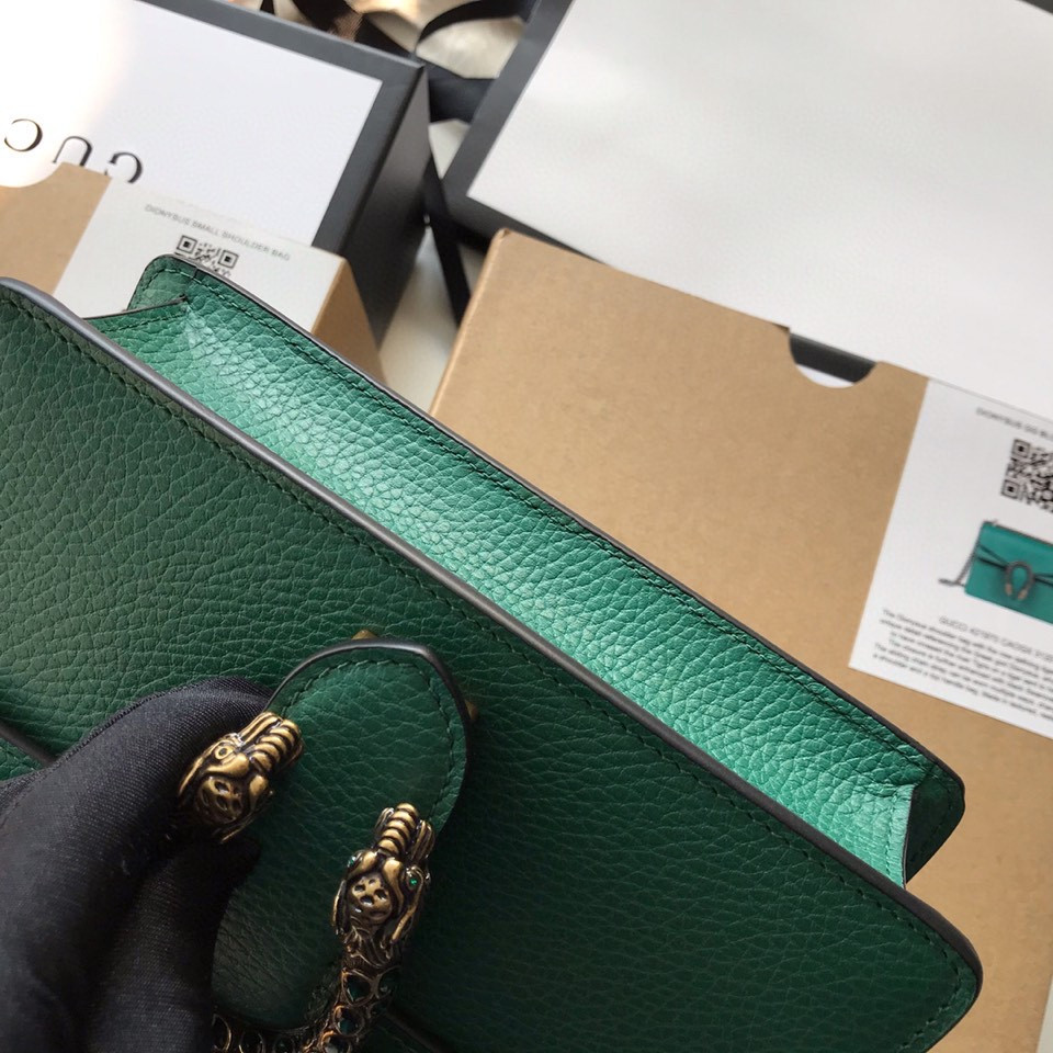 G*u*i DIONYSUS LEATHER MINI BAG GREEN 7.5"Wx6"Hx2"D