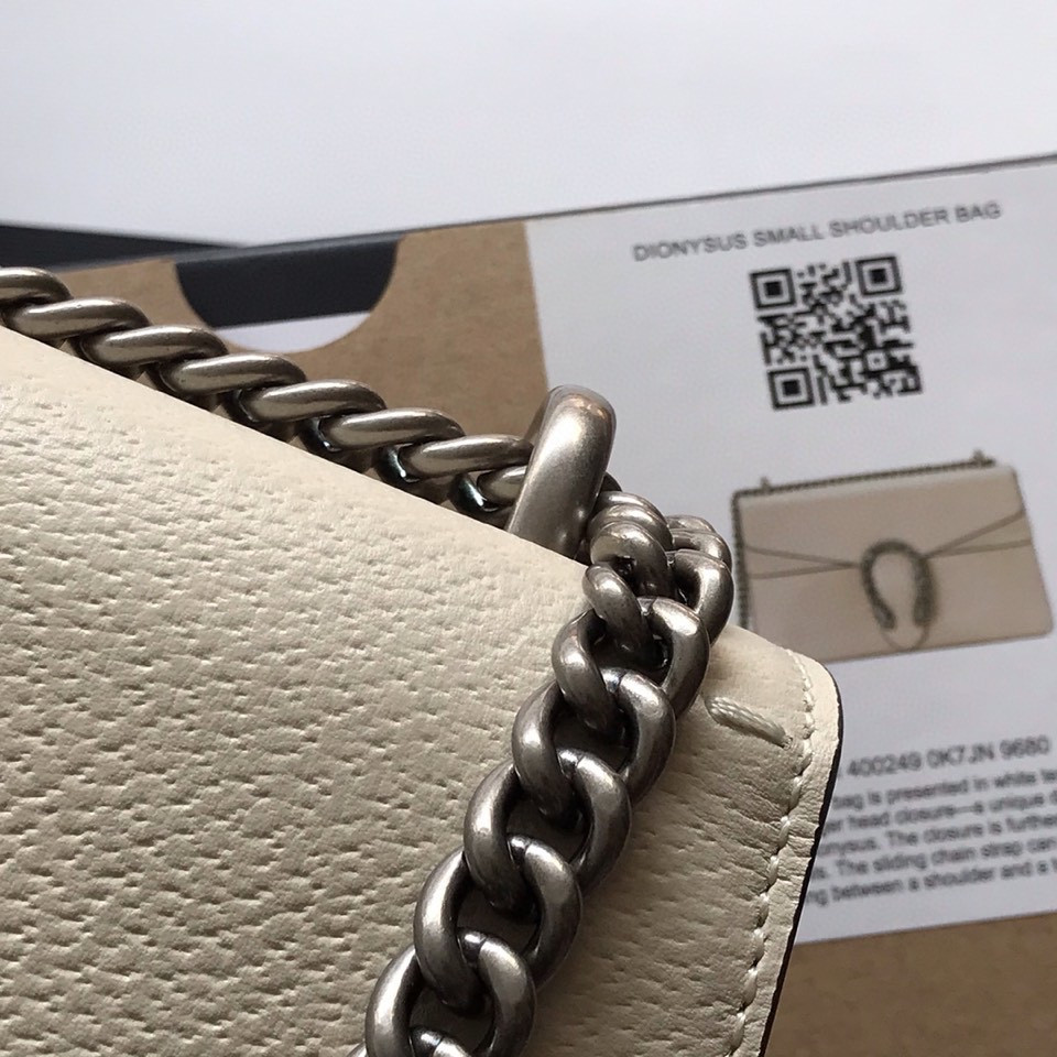 G*u*i DIONYSUS LEATHER SMALL RECTANGULAR BAG WHITE 28x17x9cm