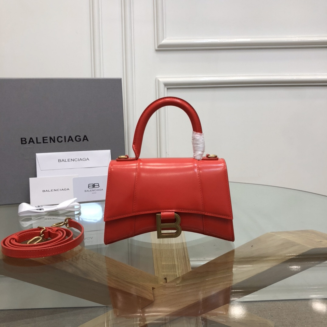 Ba*len*cia*ga WOMEN'S HOURGLASS MINI HANDBAG BOX IN RED L7.4 x H5.1 x W3.1 inch