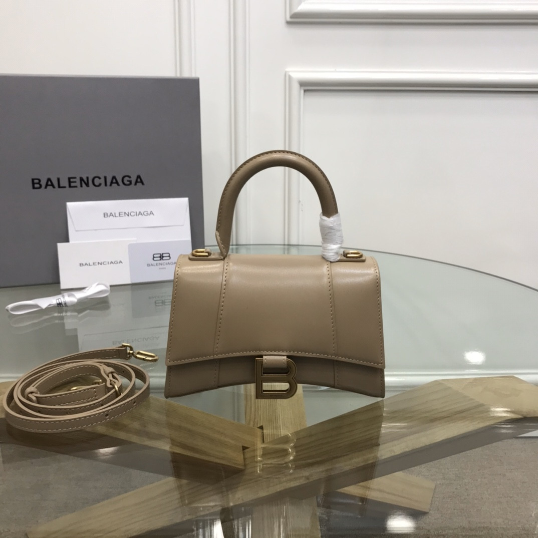 Ba*len*cia*ga WOMEN'S HOURGLASS MINI HANDBAG BOX IN APRICOT L7.4 x H5.1 x W3.1 inch