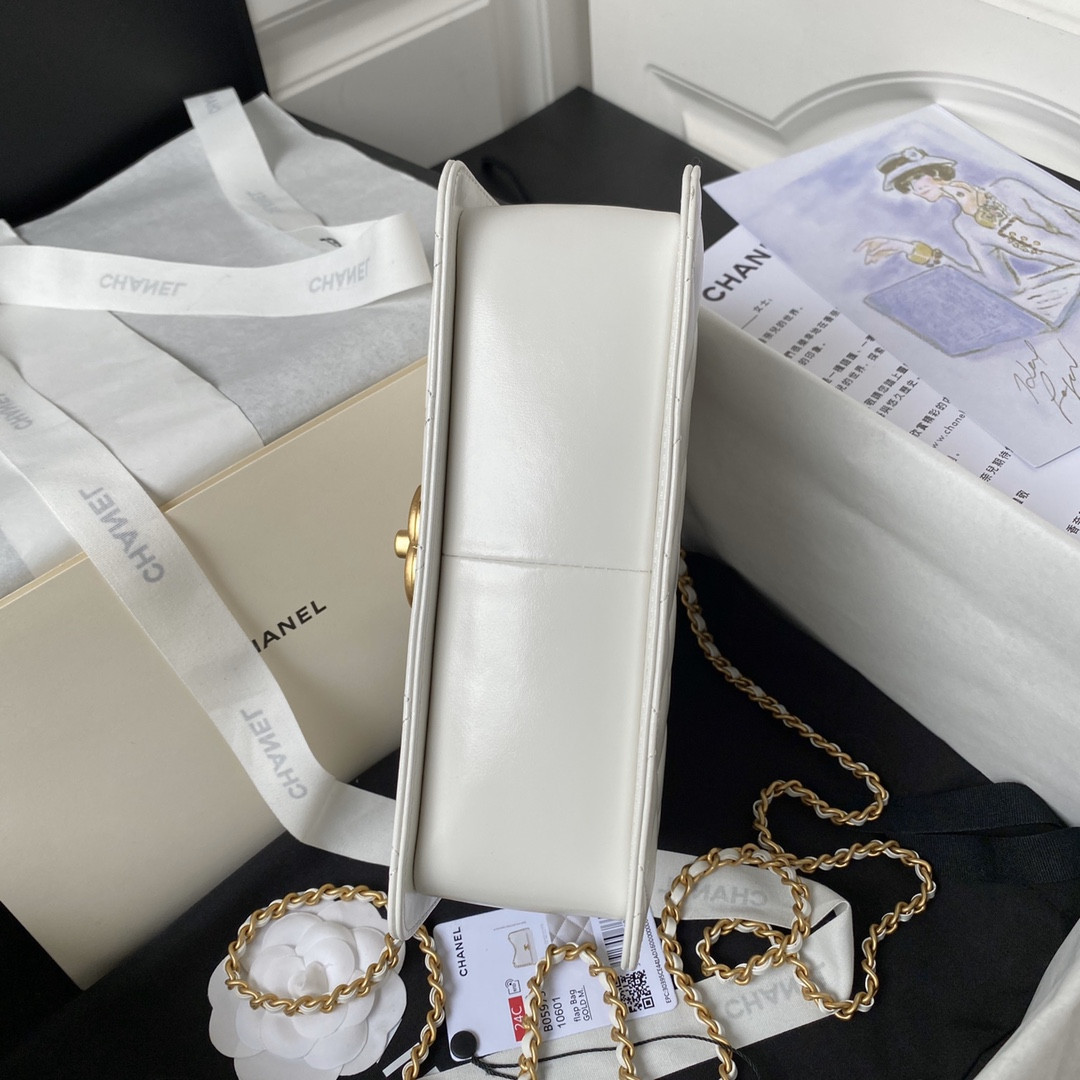 Ch*el FLAP BAG WHITE 22×14.5×8cm