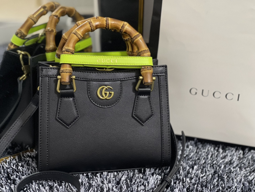 G*u*i DIANA MINI TOTE BAG Black 20W x 16H x 10D CM