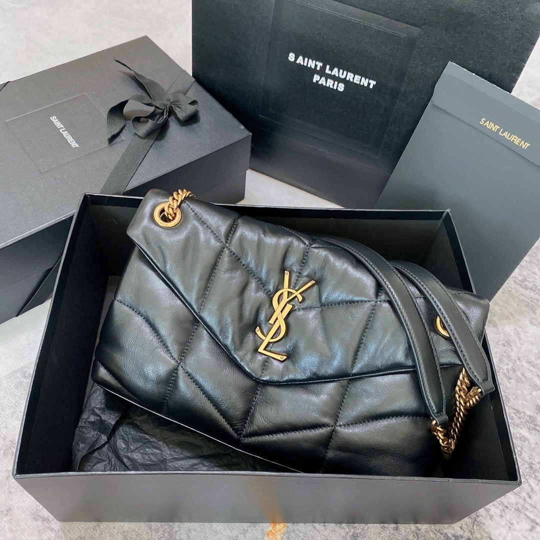 Y*L PUFFER SMALL IN NAPPA LEATHER BLACK 11.4 X 6.6 X 4.3 INCHES