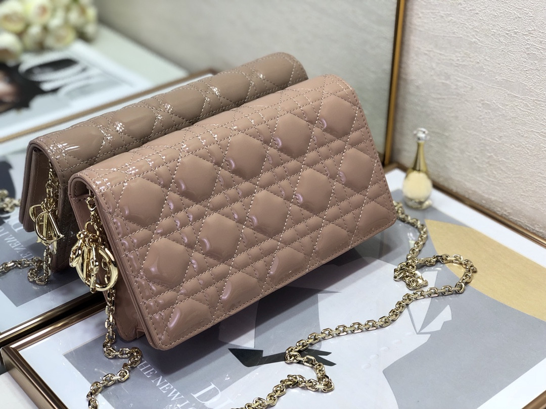 Lady D*0r Pouch Rose Des Vents Cannage  8.5 x 4.5 x 1 inches