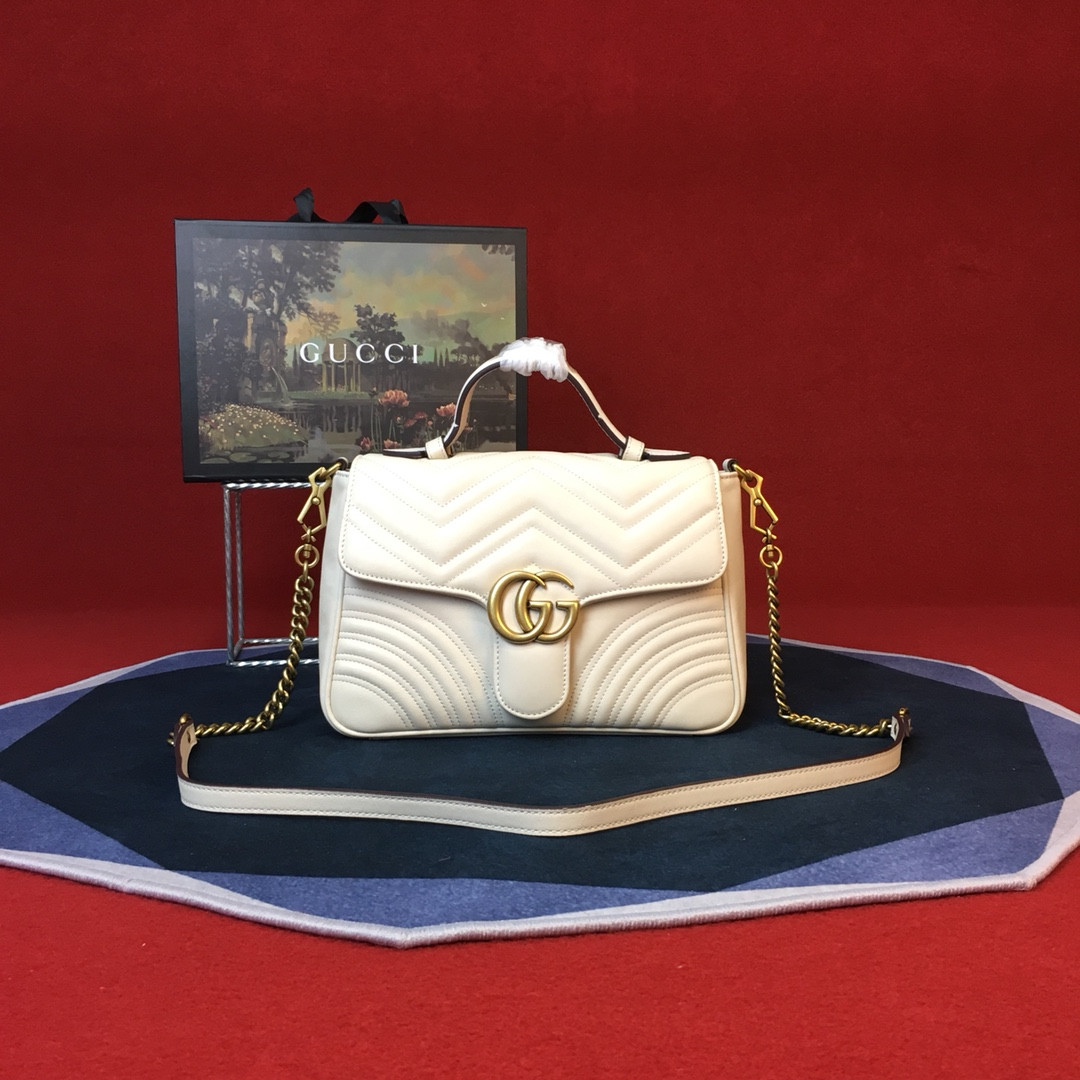 G*u*i GG MARMONT SMALL SHOULDER BAG WHITE 10"W x 6"H x 3"D