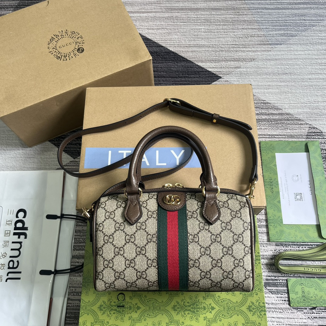 G*u*i OPHIDIA S*pER small BAG Beige and ebony 14x21.5x11.5cm