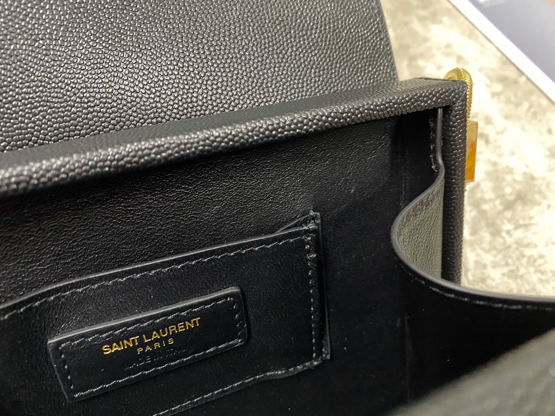 Y*L KATE MEDIUM  IN GRAIN DE POUDRE EMBOSSED LEATHER 9.4 X 5.7 X 2.1 INCHES
