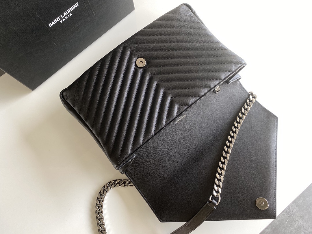 Y*L COLLEGE LARGE IN QUILTED LEATHER BLACK SILVER 32X21X8 CM