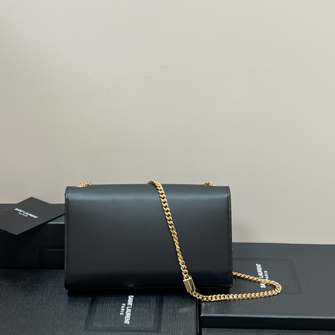 Y*L KATE MEDIUM IN SMOOTH LEATHER BLACK 9.4 X 5.7 X 2.1 INCHES