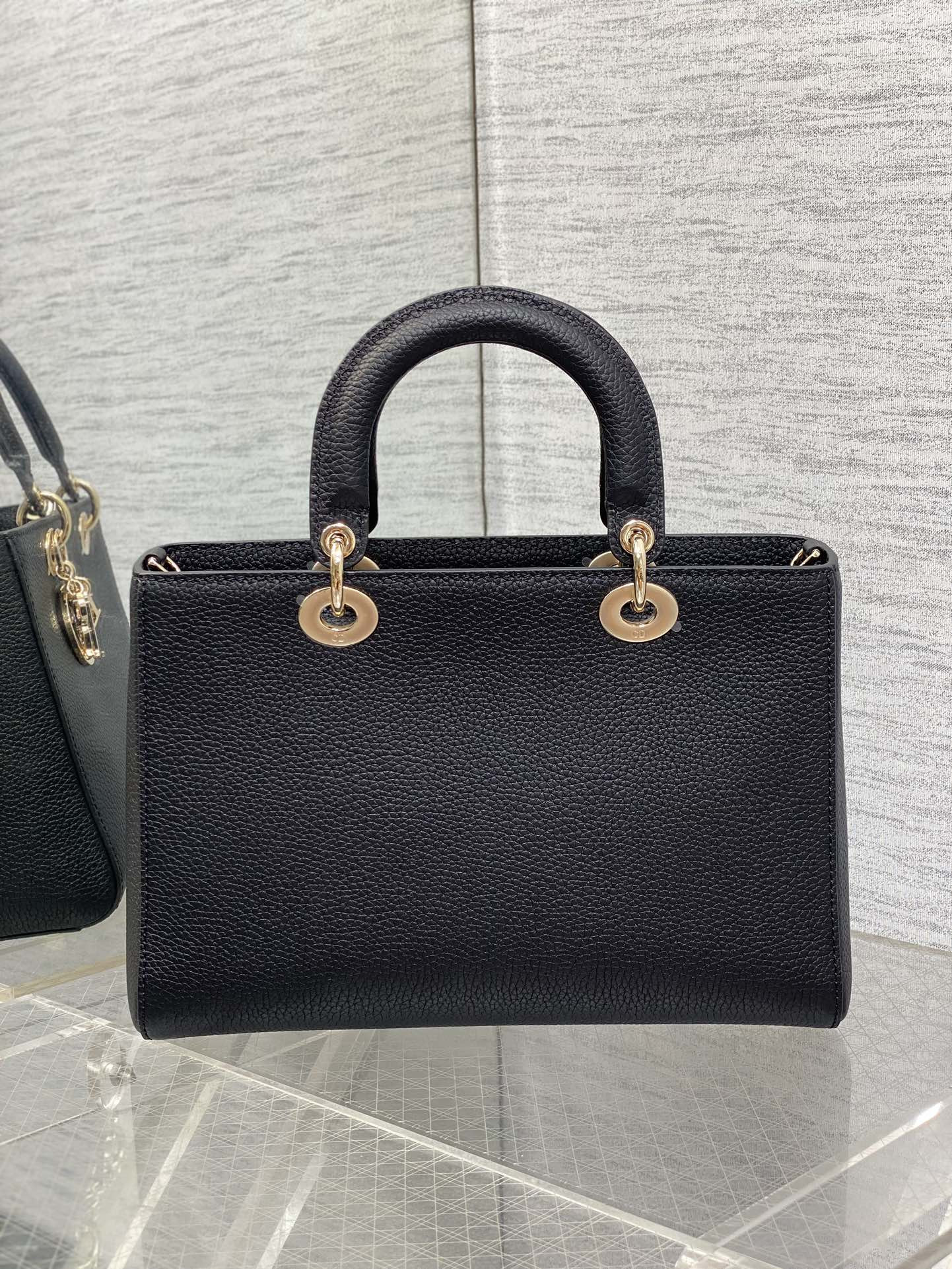 Medium Lady D-Sire My ABCD*0r Bag  Black Bull Leather 12 x 8 x 5 inches