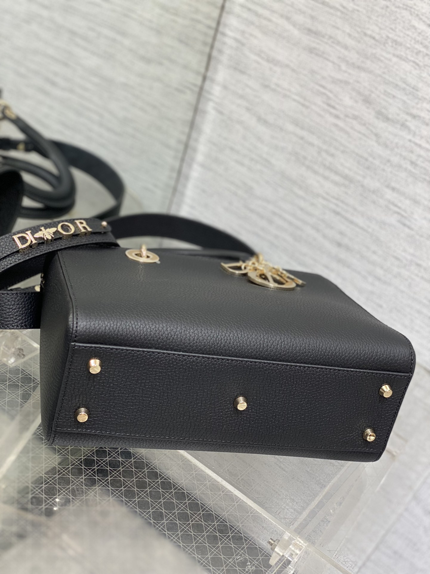 Medium Lady D-Sire My ABCD*0r Bag  Black Bull Leather 12 x 8 x 5 inches