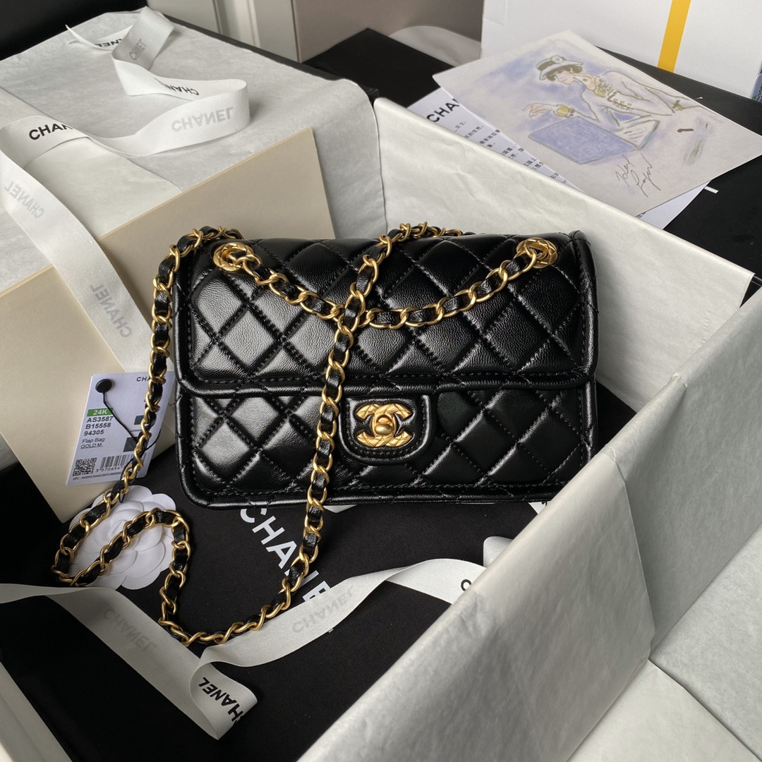 Ch*el Flap Handbag 22.5×7×14.5cm