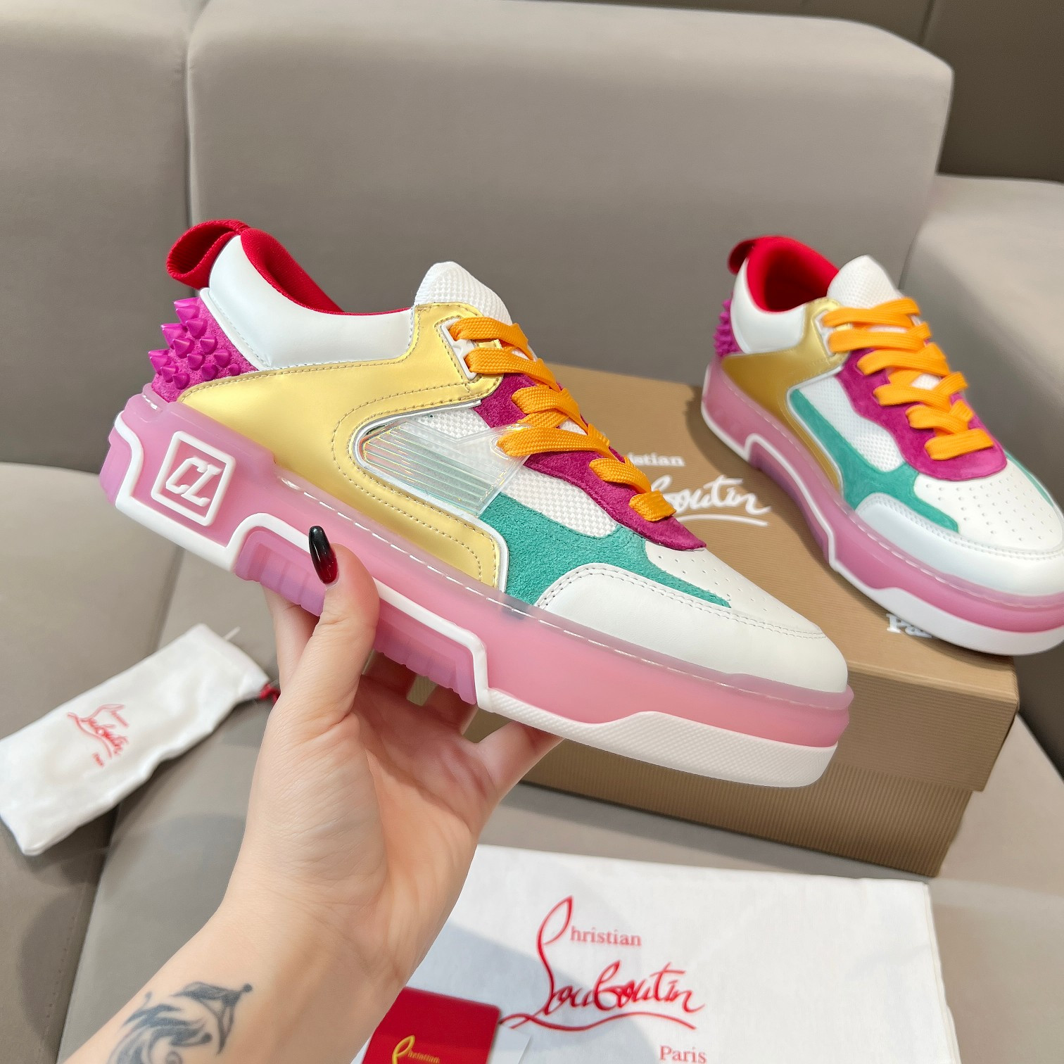 UA Ch**an Louboutin 2024 [New]ASTROLOUBI Unisex Thick-Soled Sneakers