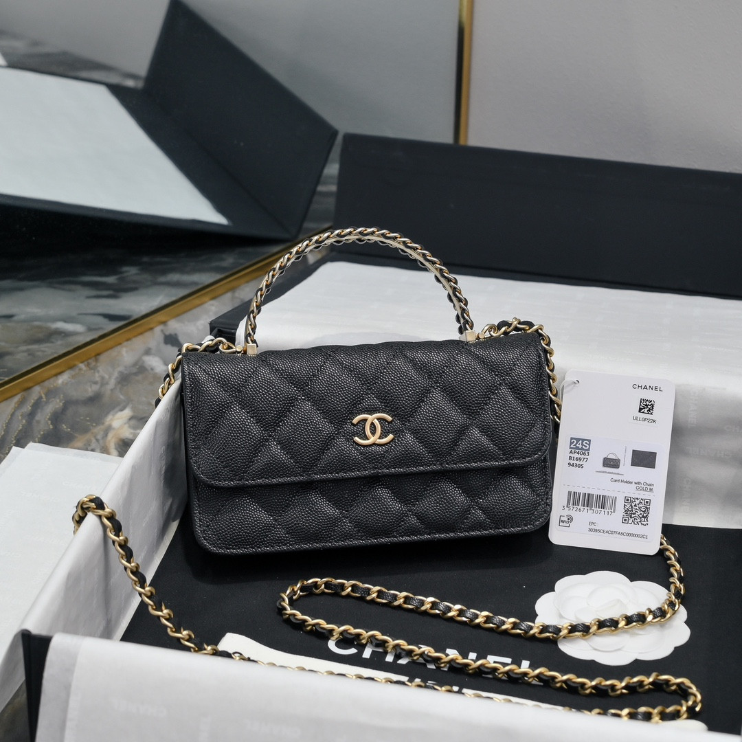 Ch*el woc CLASSIC WALLET ON CHAIN 17cm