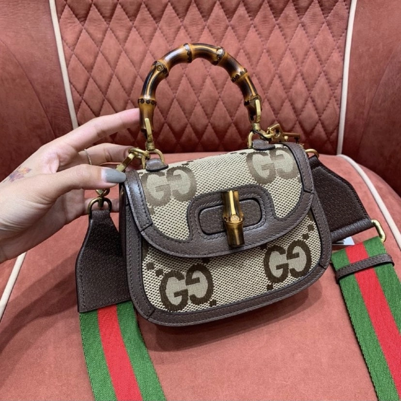 G*u*i Mini Bamboo Handbag with S*per Double G